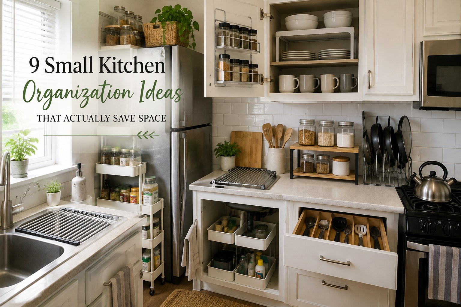 Small kitchen organization ideas using overlooked storage space